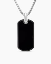 Chevron Tag in Sterling Silver with Black Onyx, 42mm